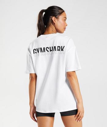 T Shirts Gymshark Fraction Oversized Mujer Blancas | CO 2240ZUT